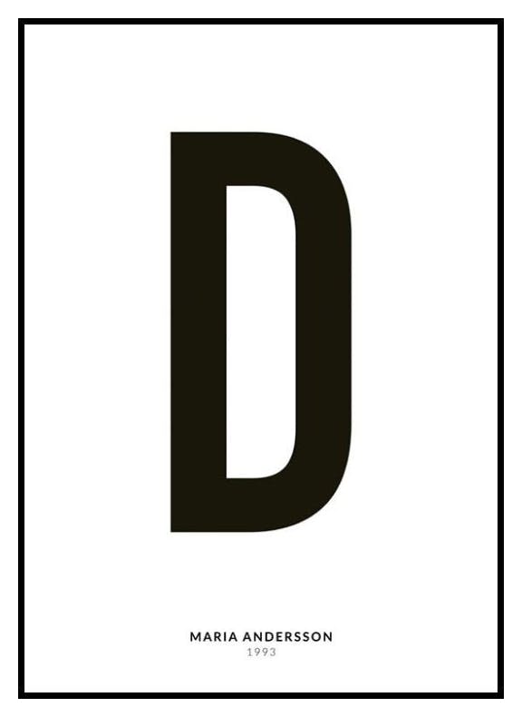 Ma Lettre D Poster Personnalisé (50x70 cm) - Poster Store
