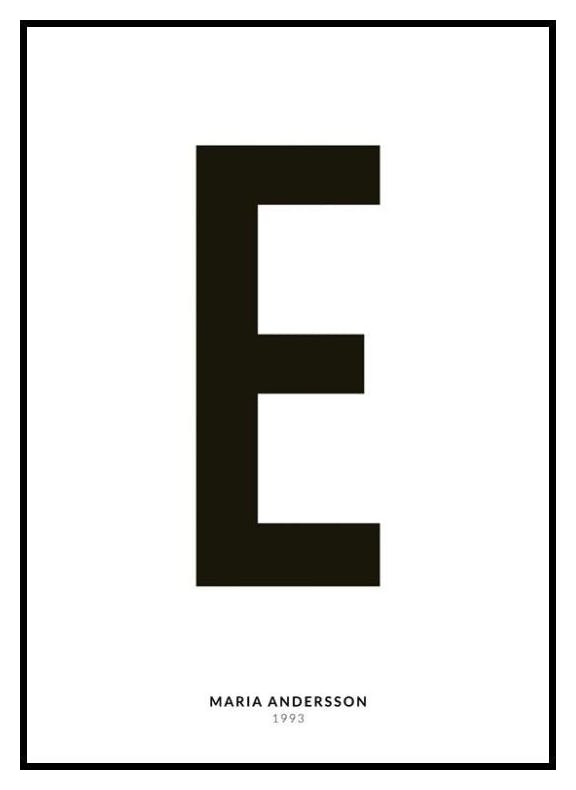 Min Bokstav E Personlig Poster (30x40 cm) - Poster Store