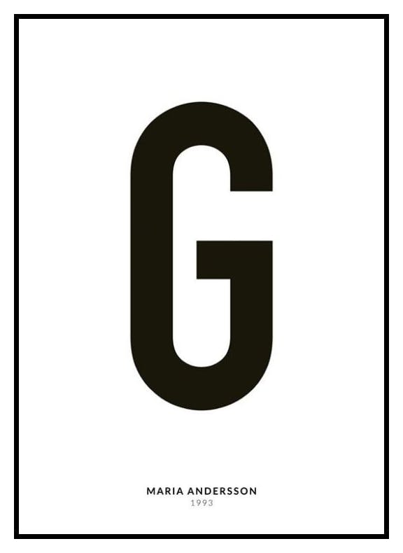 Kirjaimeni G, persoonallinen juliste (30x40 cm) - Poster Store