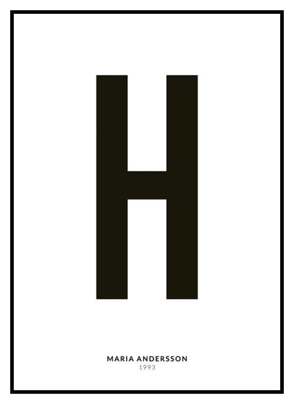 Ma Lettre H Poster Personnalisé (50x70 cm) - Poster Store