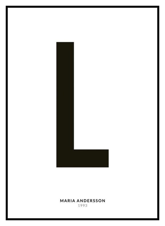 Kirjaimeni L, persoonallinen juliste (50x70 cm) - Poster Store