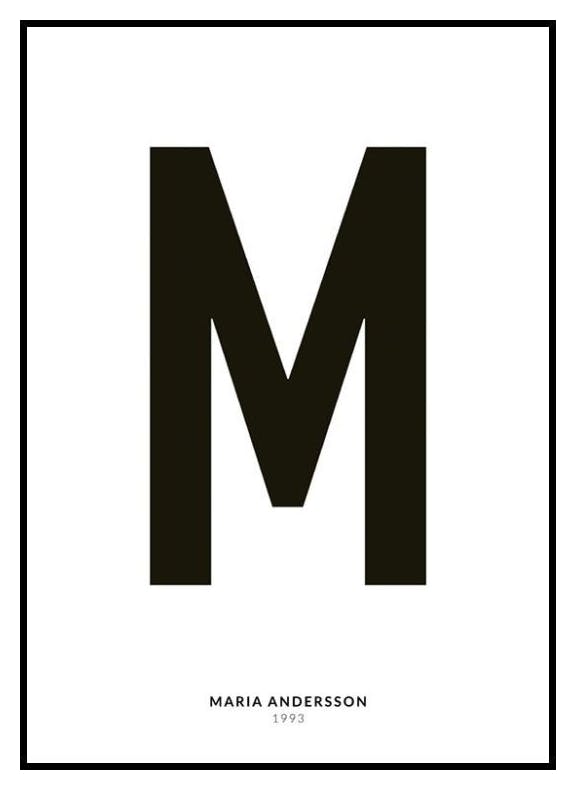 Ma Lettre M Poster Personnalisé (30x40 cm) - Poster Store