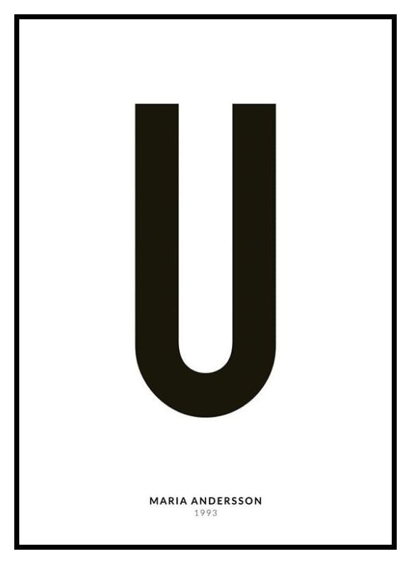 Ma Lettre U Poster Personnalisé (50x70 cm) - Poster Store