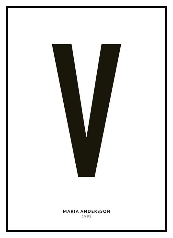 Ma Lettre V Poster Personnalisé (50x70 cm) - Poster Store