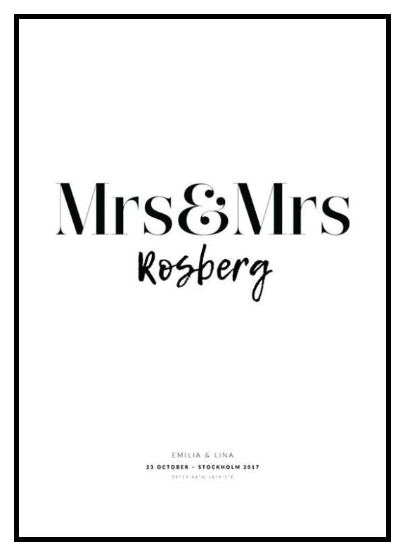 Mrs And Mrs personlig plakat (50x70 cm) - Poster Store