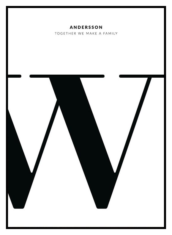 „W” betű Személyre Szabott Poszter (50x70 cm) - Poster Store