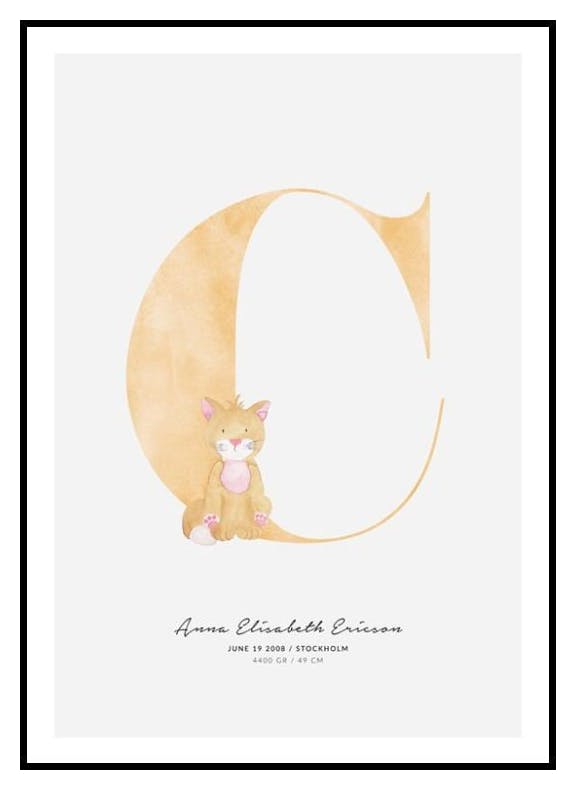 Barn Bokstav C Personlig Poster (50x70 cm) - Poster Store