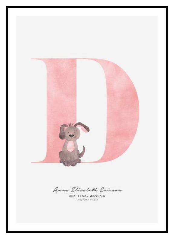 Lettre Enfant D Poster Personnalisé (30x40 cm) - Poster Store