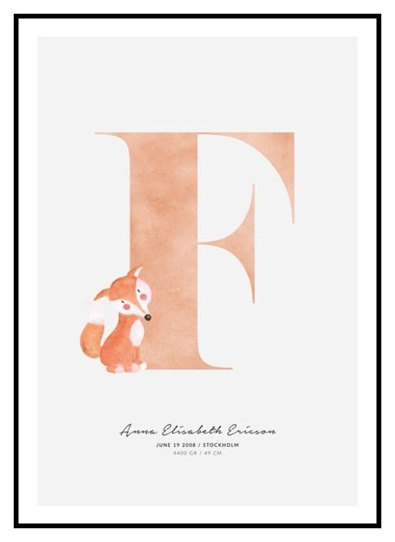 Kids Letter F Personal Poster (50x70 cm) - Poster Store