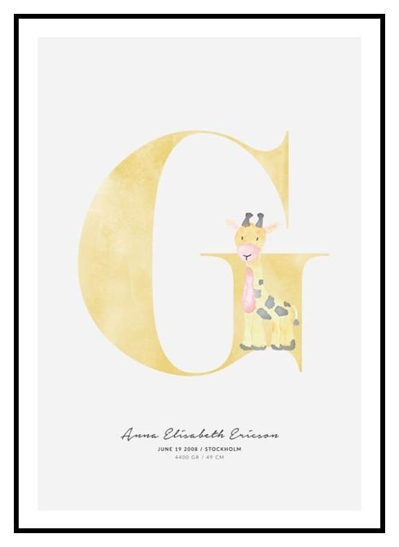 Barn Bokstav G Personlig Poster (50x70 cm) - Poster Store