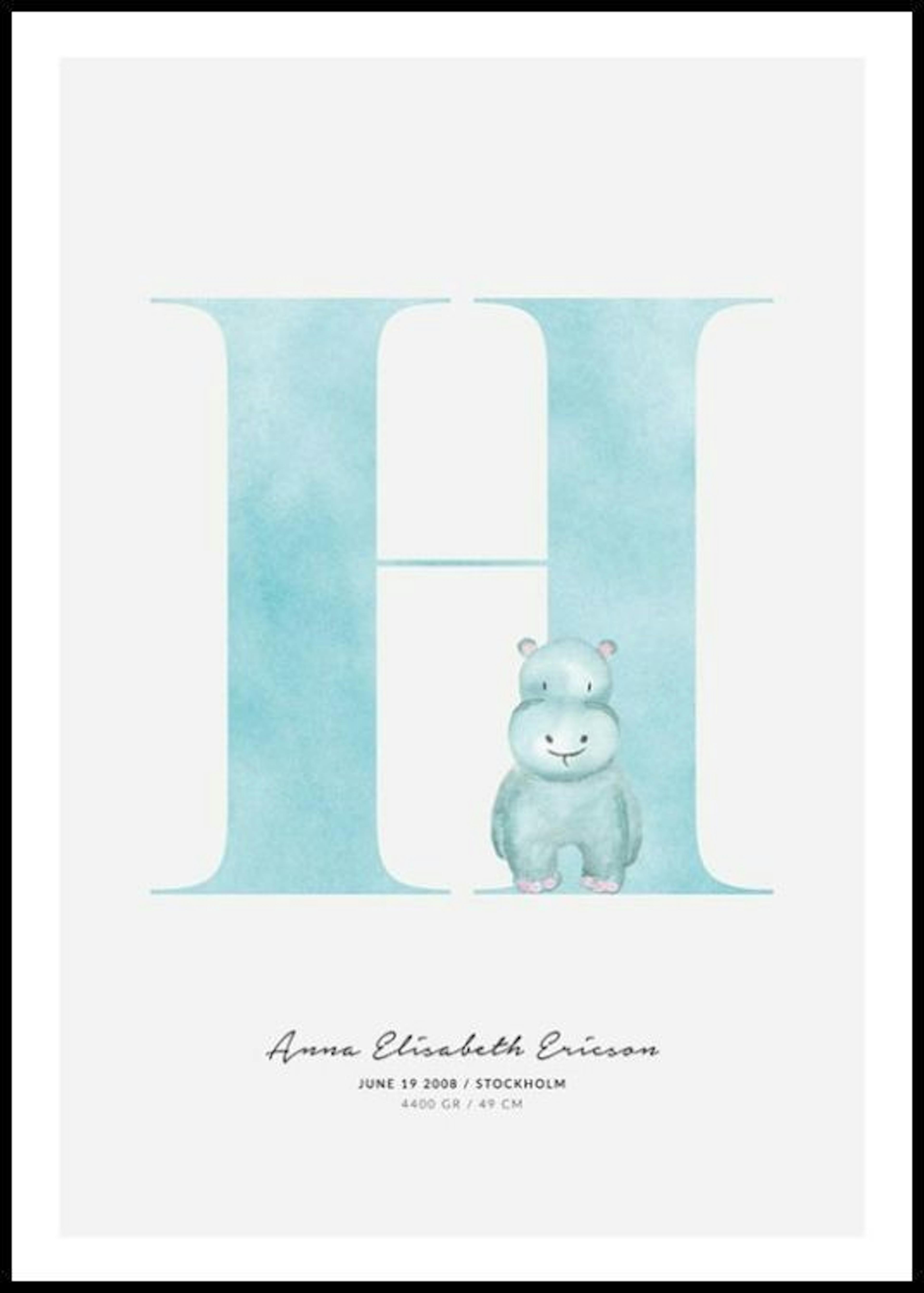 Lettera H per bambini poster personalizzato thumbnail