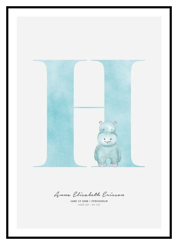 Kinder Buchstabe H Personalisiert Poster (30x40 cm) - Poster Store