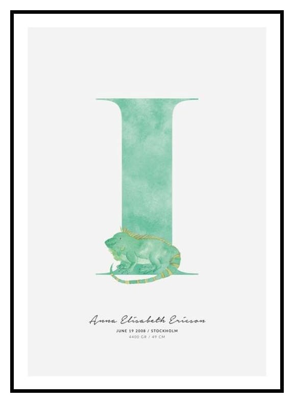 Litera I dla dzieci Plakat Personalizowany (50x70 cm) - Poster Store