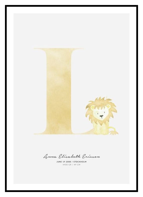 Kinder Buchstabe L Personalisiert Poster (50x70 cm) - Poster Store