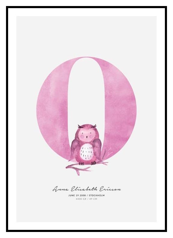 Litera O dla dzieci Plakat Personalizowany (50x70 cm) - Poster Store