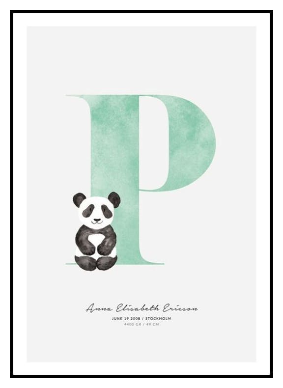Barn Bokstav P Personlig Poster (50x70 cm) - Poster Store
