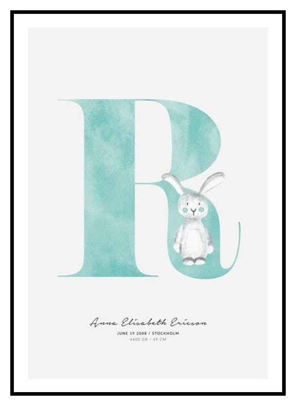 Lettre Enfant R Poster Personnalisé (30x40 cm) - Poster Store