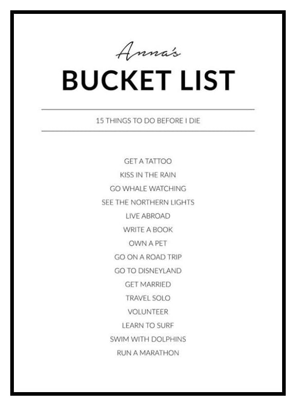 Bucket List Personal Poster (30x40 cm) - Poster Store