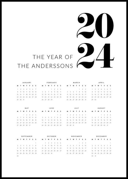 Calendar 2024 Personal Affiche