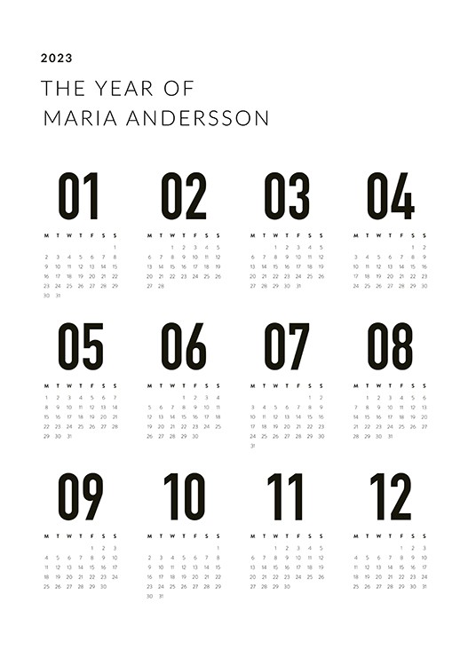 Poster Size Calendar