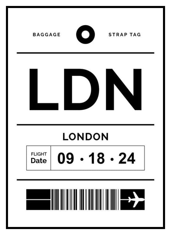 Baggage Tag No1 White Personal Poster (50x70 cm) - Poster Store
