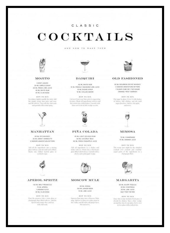 Cocktails Poster (21x30 cm) - Poster Store