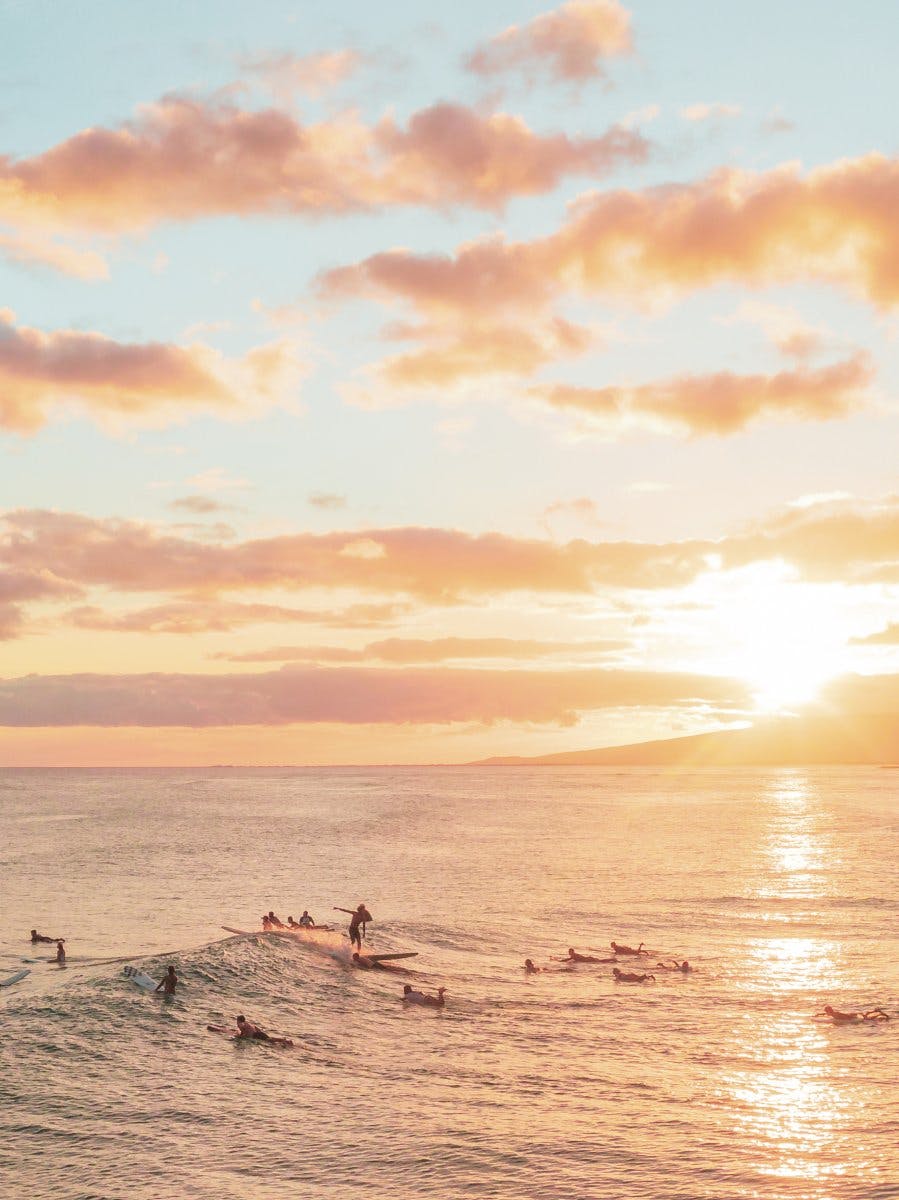 Surfen im Sonnenuntergang Poster 0
