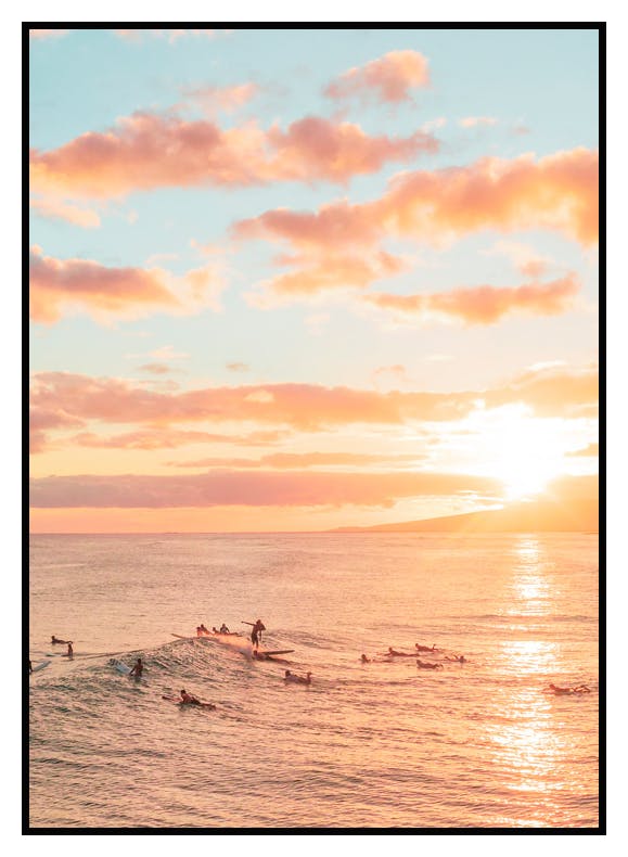 Surf au Coucher du Soleil Poster (30x40 cm) - Poster Store