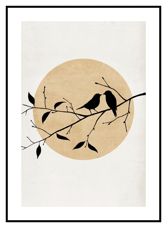 Golden Birds Silhouette Poster (21x30 cm) - Poster Store