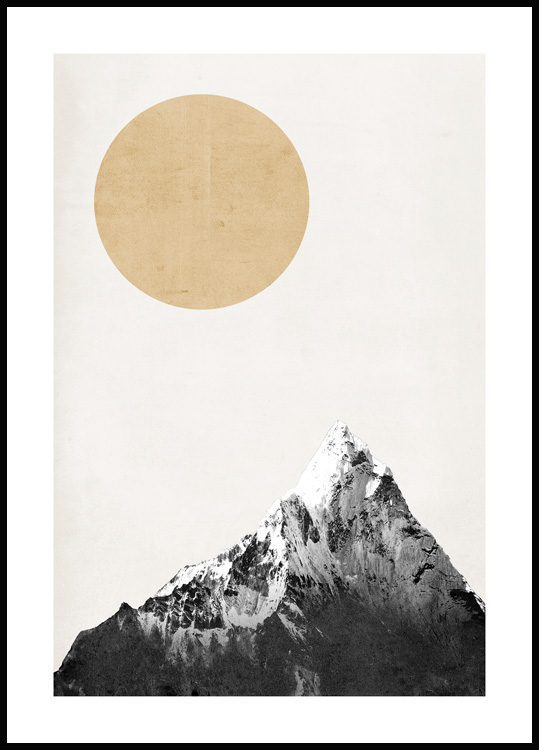 Goldener Berg Silhouette Poster - Kunstposter