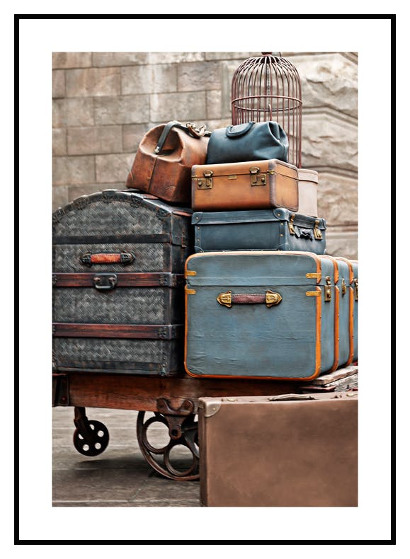 Resväskor på Vagn Poster (50x70 cm) - Poster Store