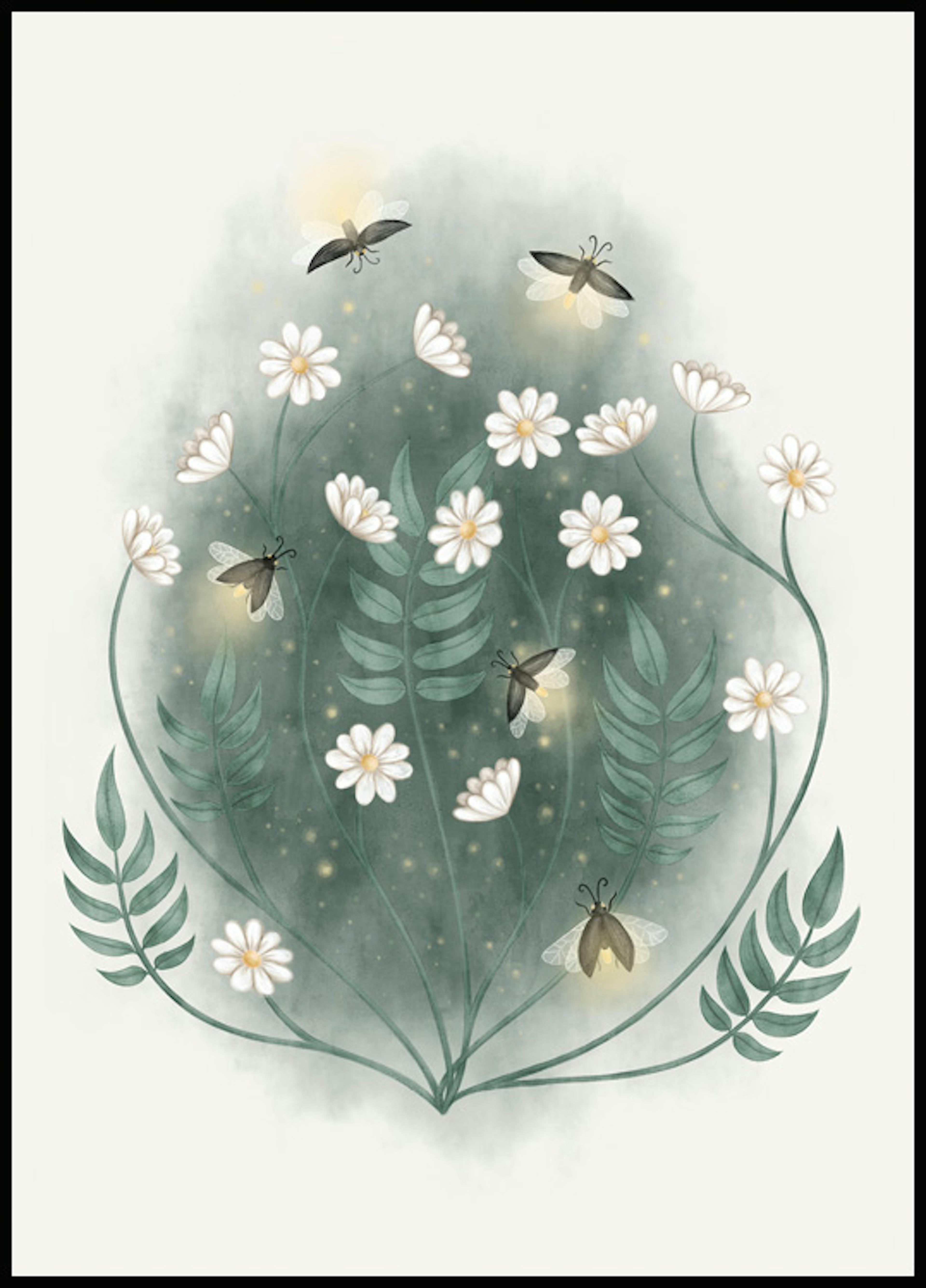 Glühwürmchen Blumen Poster 0