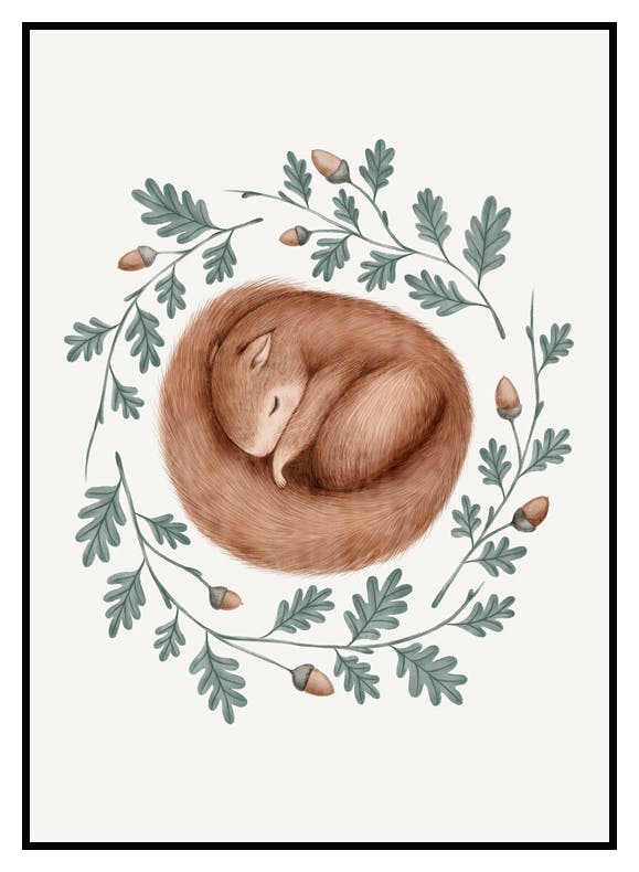Sovande Ekorre Poster (21x30 cm) - Poster Store