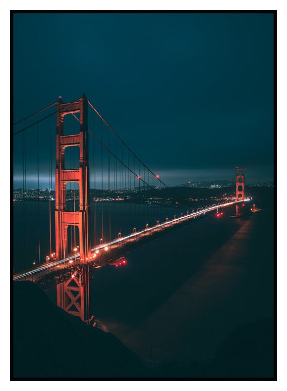Golden Gate bei Nacht Poster (21x30 cm) - Poster Store