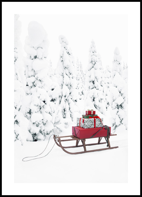 Ulydighed Jolly Tidsserier Juleslæde Plakat - Vinter landskab plakat