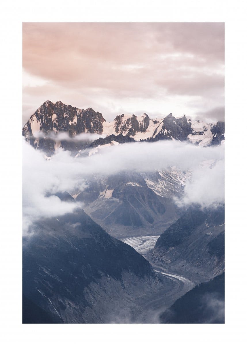 Solnedgang over Mont Blanc Poster 0