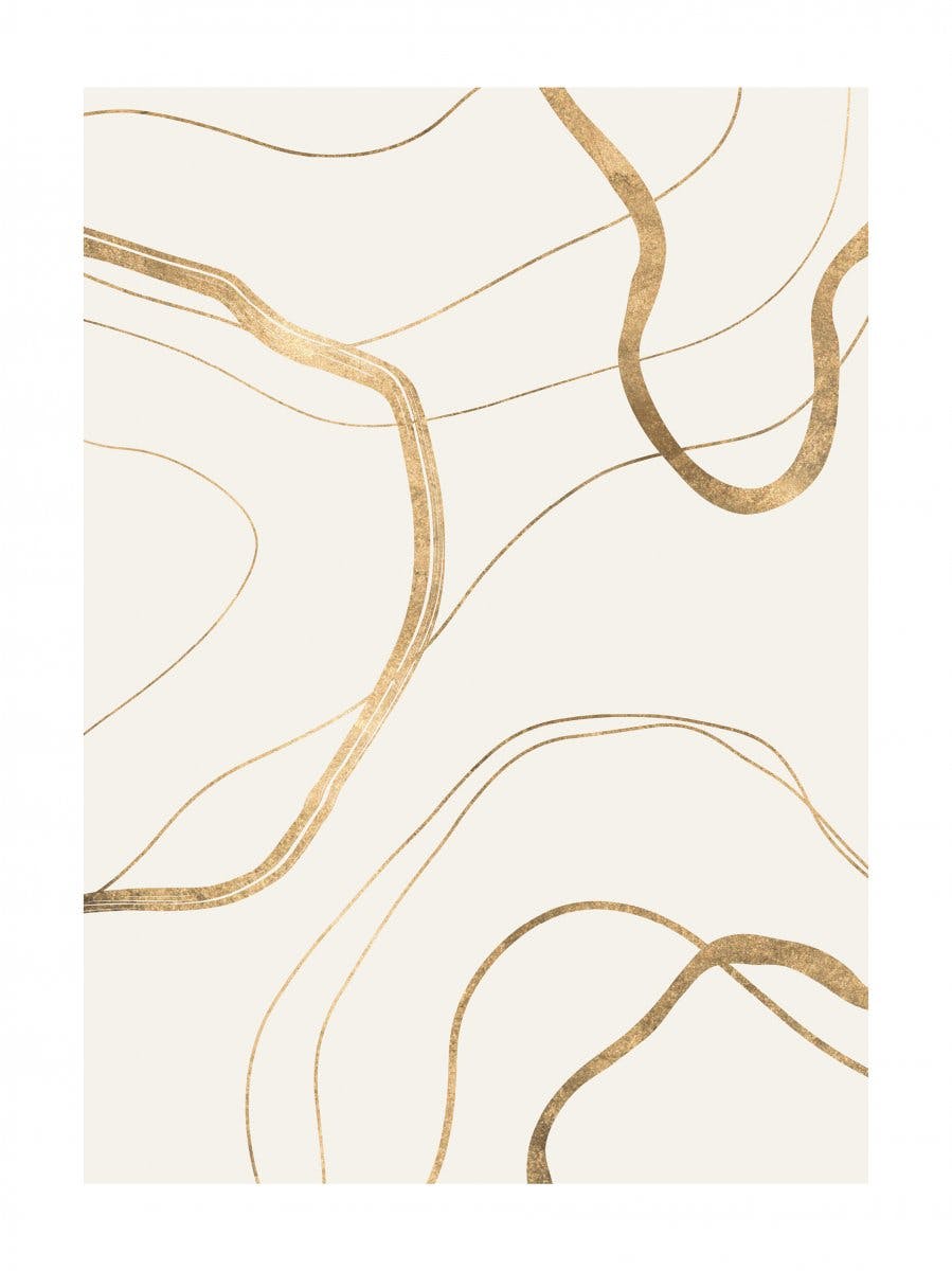 Golden Abstract Lines Poster 0