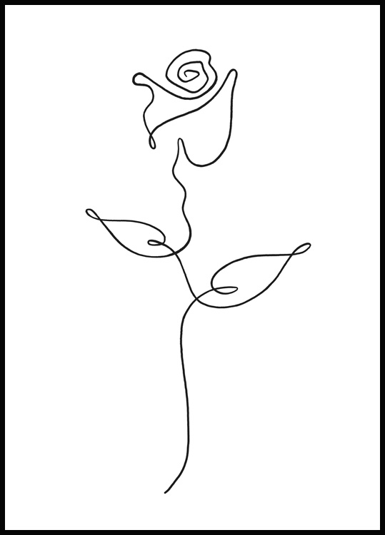 Rose Line Art Poster - Flower illustration