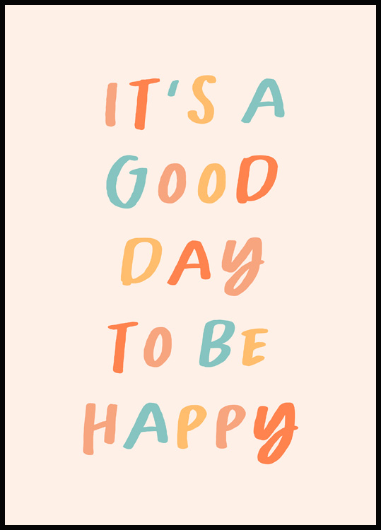 Be Happy Poster - Bunter Schriftzug