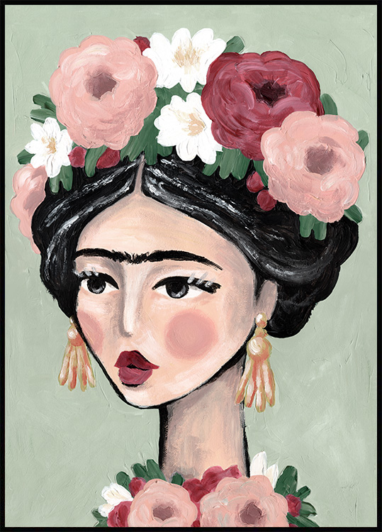 kom tot rust Lil Goedaardig Frida Kahlo Schilderij Poster - Illustratie vrouw