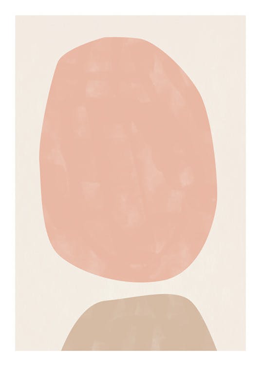 ピンクとベージュ抽象画No1ポスター 0