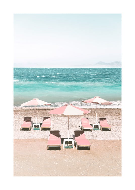 Pink Beach Umbrellas Poster 0
