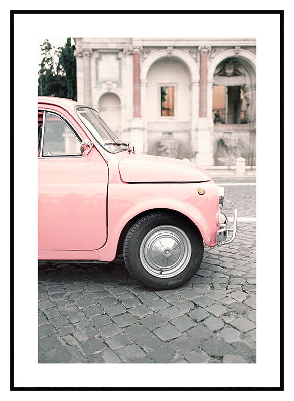 Roze Auto Poster (30x40 cm) - Poster Store