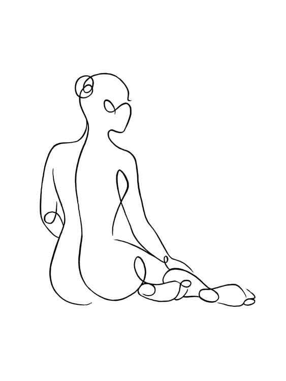 Sitzende Figur Line-Art Poster 0