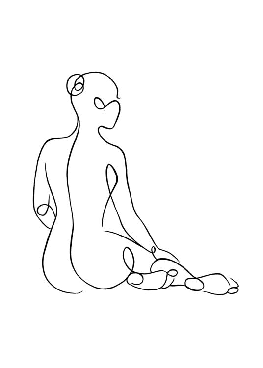 Sitzende Figur Line-Art Poster 0