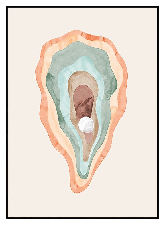 Watercolour Oyster Poster (21x30 cm) - Poster Store