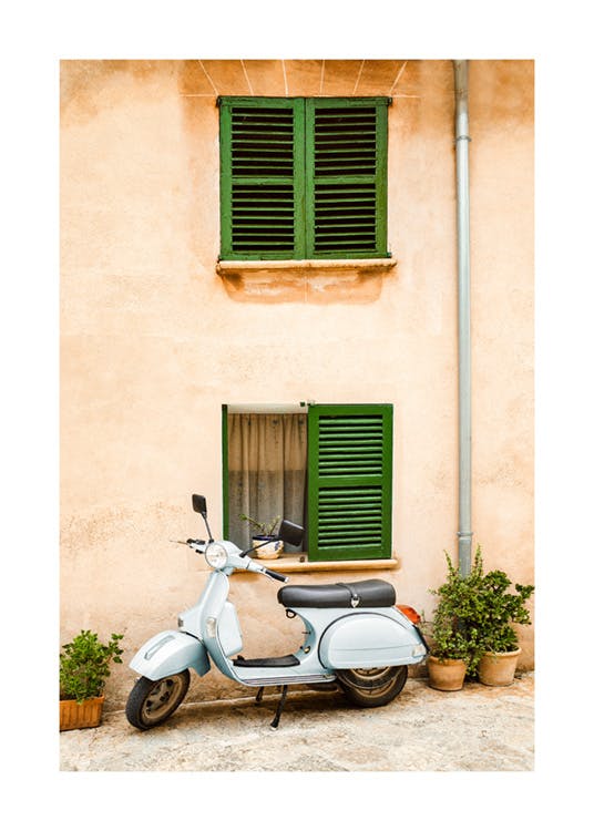 Blaues Moped Poster 0