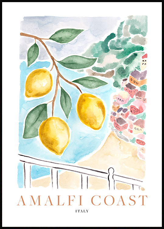 Amalfi Poster Yellow lemons print