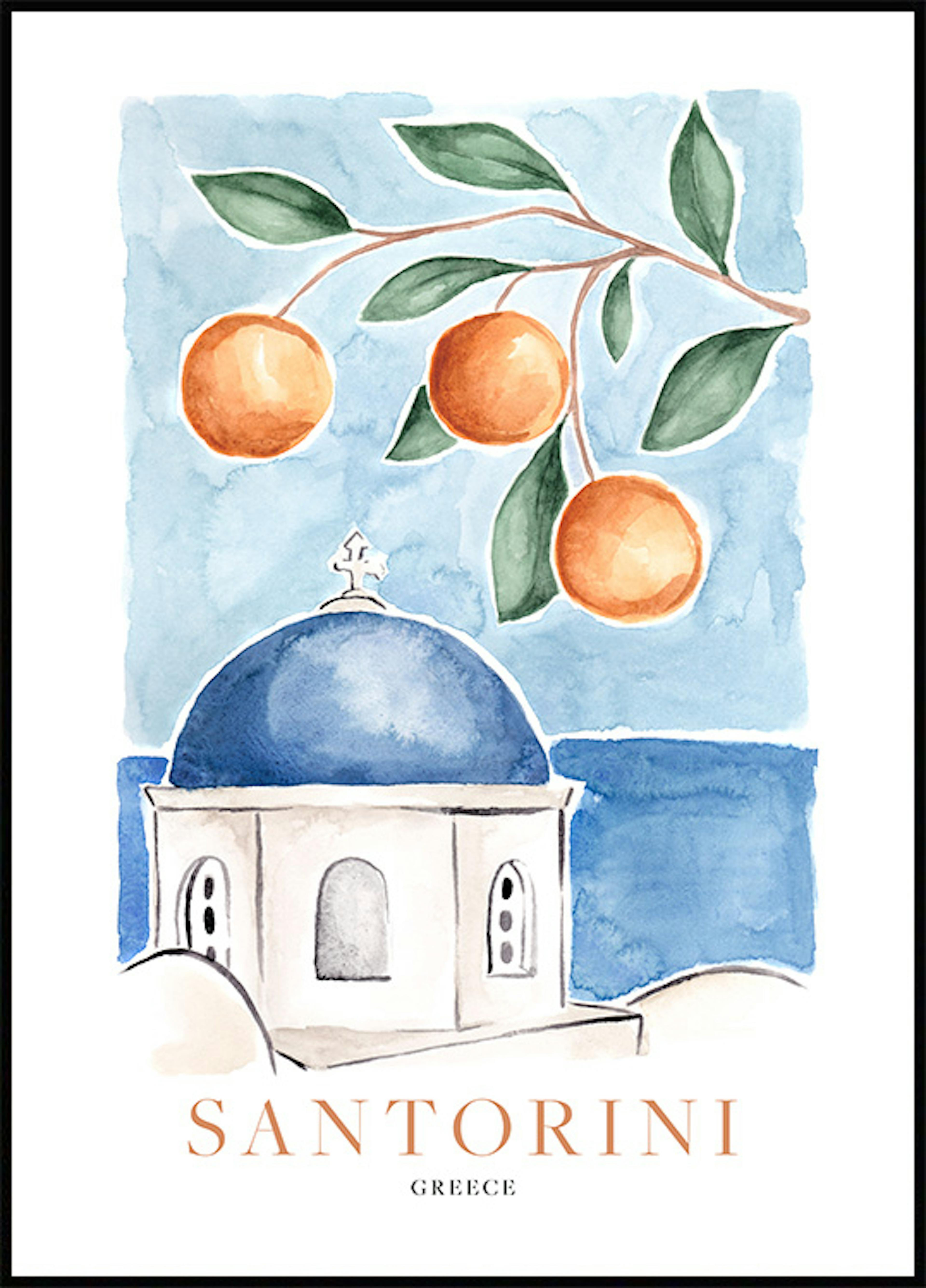 ملصق لبرتقال وعبارة Santorini 0