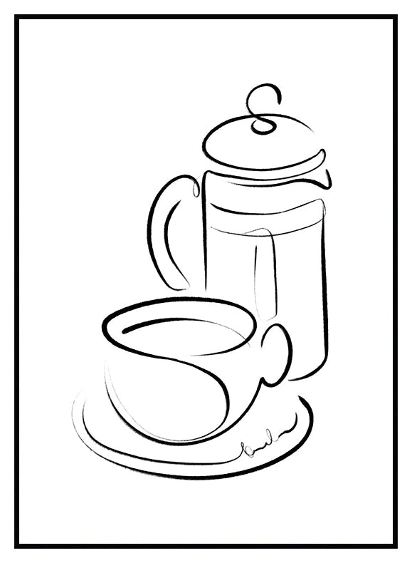 Kaffe Line Art Poster (30x40 cm) - Poster Store